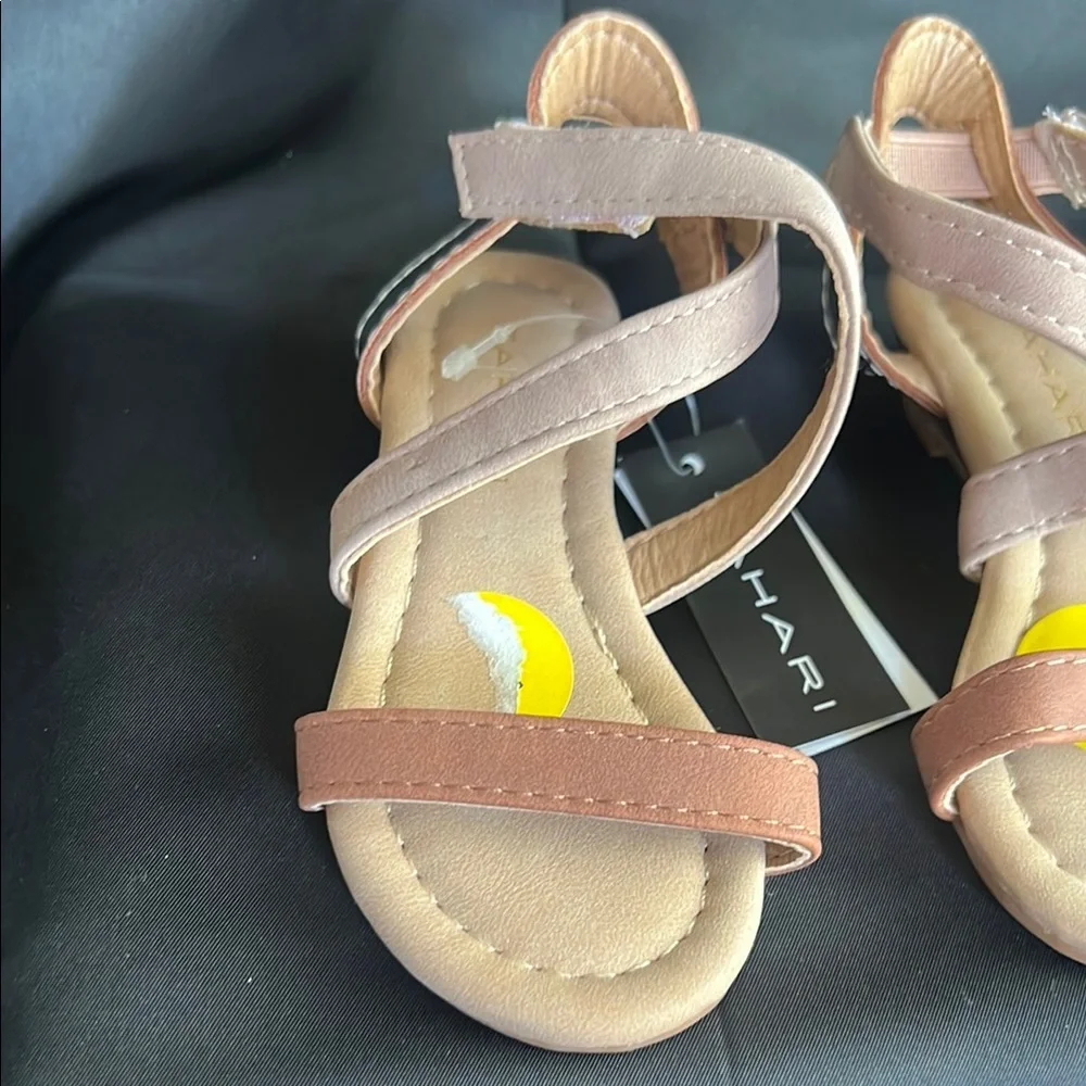 Toddler Tahari Pink and Tan Sandals with Crisscross Straps